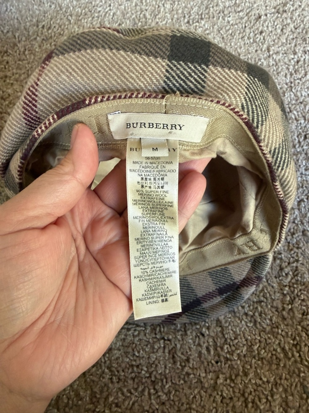 Burberry Wool Newsboy Cap - Beige/Grey - Picture 2 of 3